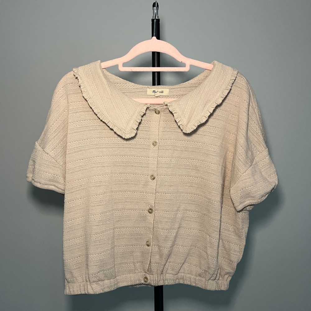 Madewell Cream Textured Button-Up Blouse
